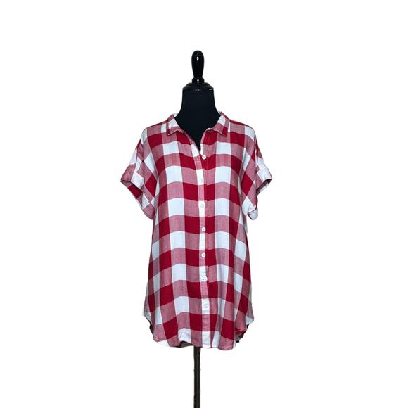 Alexander Jordan red plaid short sleeves button shirt size M - Picture 12 of 13